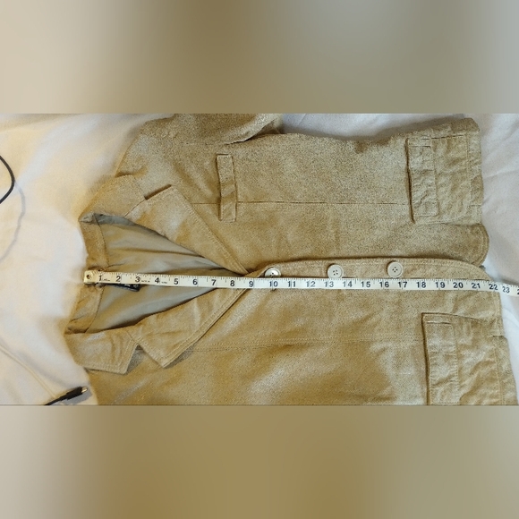 Vintage D2K 100% Suede Leather Tan Blazer Lined Jacket Shine Distress Factory M - Picture 11 of 12